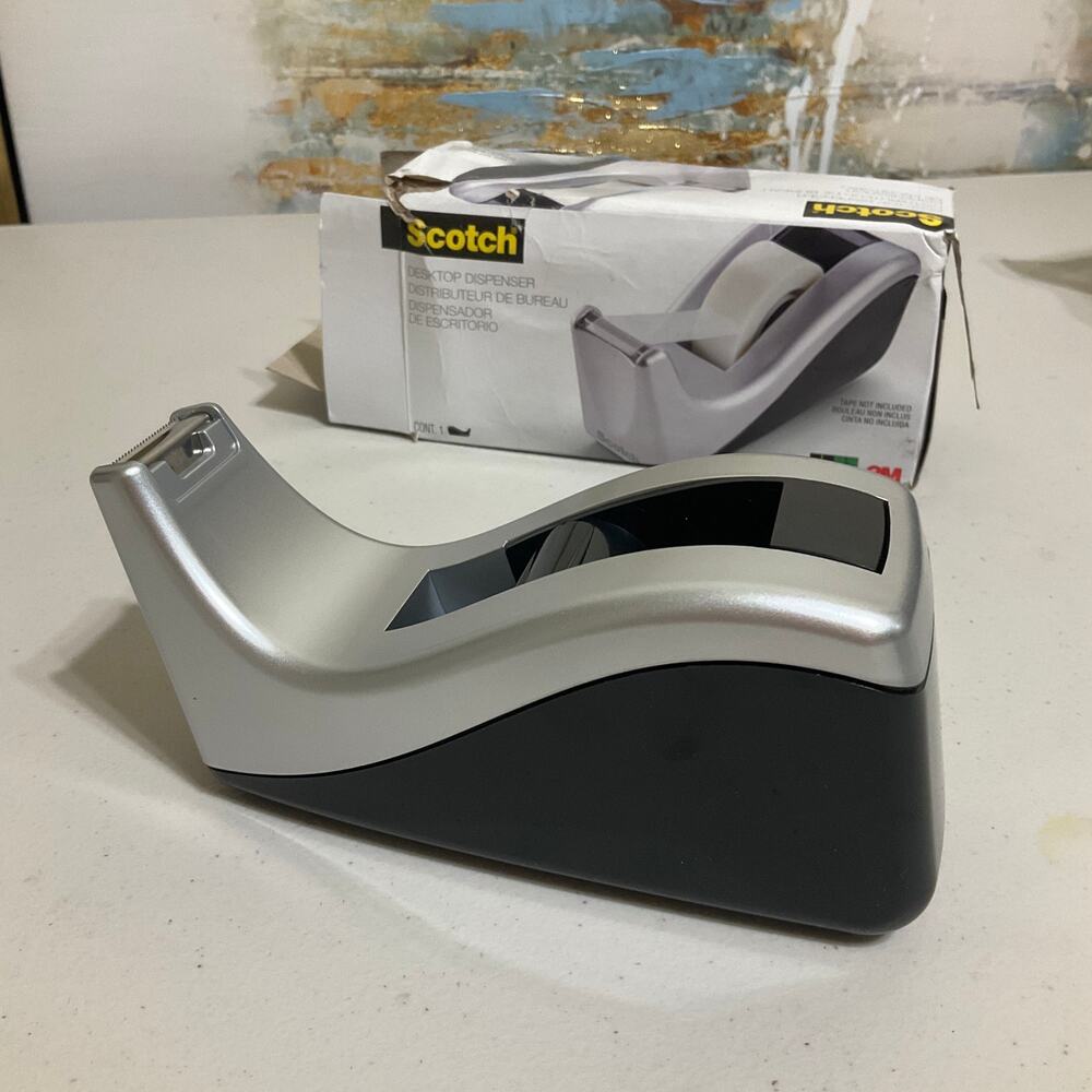 Scotch Desktop Tape Dispenser, Silver Black Two-Tone, 1 Dispenser C60-ST - Picture 3 of 5